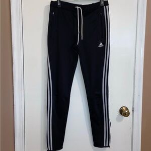 Adidas Black Track Pants with White Stripes